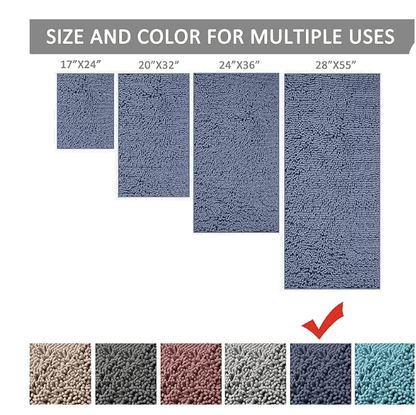 Bathroom Rugs Bath Mat Chenille Bath Rug, Extra Soft and Absorbent Shaggy Bathroom Mat Rugs, Washable, Strong Underside, Plush Carpet Mats for Kids Tub, Shower, and Bath Room