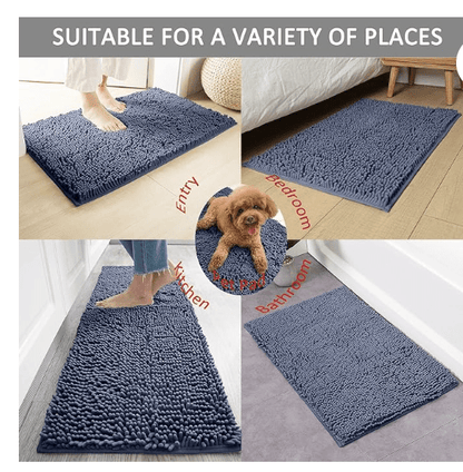 Bathroom Rugs Bath Mat Chenille Bath Rug, Extra Soft and Absorbent Shaggy Bathroom Mat Rugs, Washable, Strong Underside, Plush Carpet Mats for Kids Tub, Shower, and Bath Room