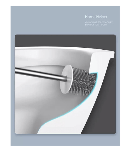 Silicone Toilet Brush Flex Toilet Brush No-Slip Long Handle Soft Silicone Bristle Clean Toilet Corner Easily for Western and Indian Toilet Bathroom Cleaning(Round)