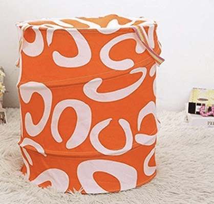 Multipurpose Foldable Collapsible Pop-Up Round Laundry Bags Basket with Zippered Lid and Carry Handle
