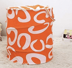 Multipurpose Foldable Collapsible Pop-Up Round Laundry Bags Basket with Zippered Lid and Carry Handle-3