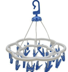 CREW4 Plastic Reliance PLATS Portable Plastic Foldable Hanging Clothes/Diaper Dryer Rack Laundry Peg 24 Clip Hanger (Blue)-2