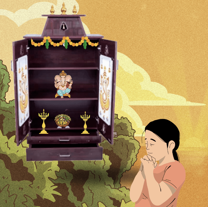 4ft Gold-Plated Pooja Stand - Perfect for Home Worship!-1