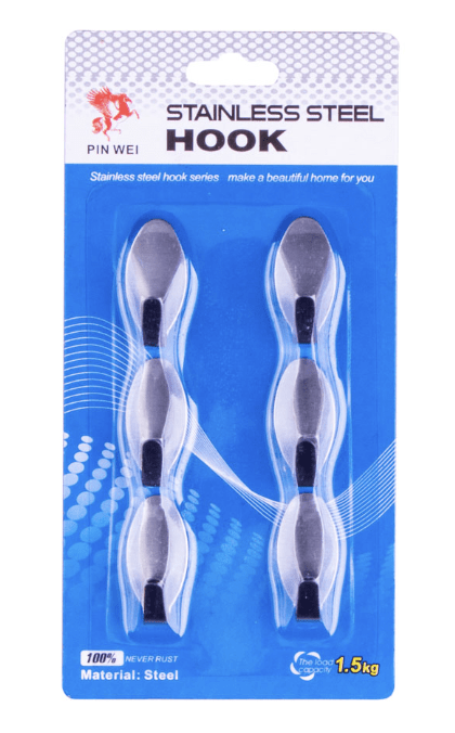 Stainless Steel Hooks (6 Pieces)