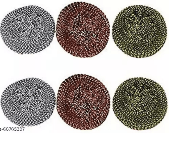 6 pcs steel multifunctional scrubber pad with 1 long handle/Detachable Scrub/ ,Scouring pad ,Makes cleaning easy , Cleans Pans , Utensils , gas-oven , pressure cooker , steel cooker , teapot , kitchen knife etc. Scrub Pad