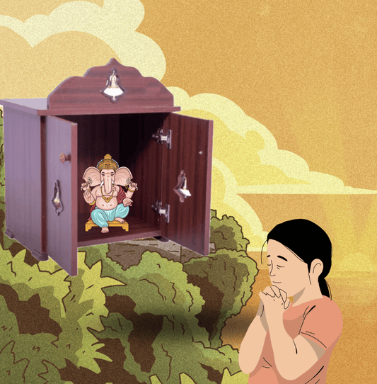 அழகான 1 1/2x1 பூஜா ஸ்டாண்ட் - வீட்டு அலங்காரம் மற்றும் வழிபாட்டிற்கு ஏற்றது