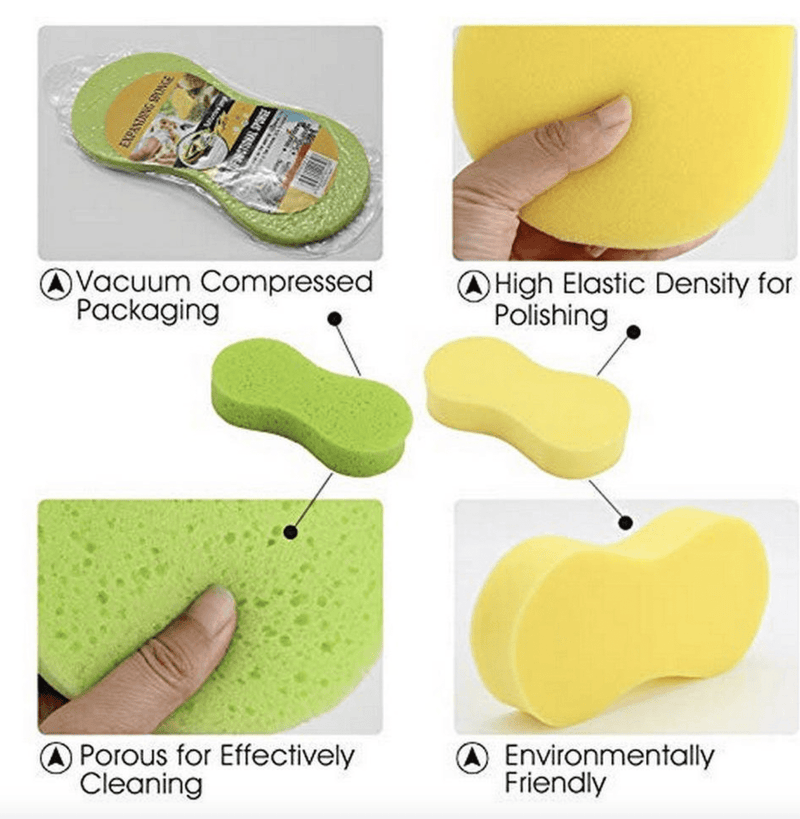Car Wash Sponge Span Basuh Kereta Vacum Compressed Shampoo Kereta Exterior Washer Span Basuh Motor Motorsikal Myvi Saga-2