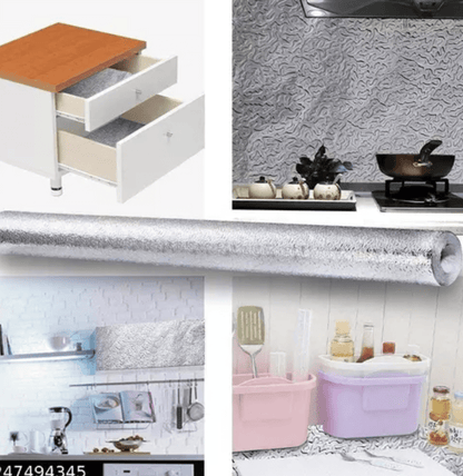 रसोई शेल्फ के लिए फिसलन रोधी मैट, सिल्वर कर्ली लाइनर्स शीट, फर्श प्लेटफॉर्म सुधार के लिए फिसलन रोधी मैट, स्टिकी पेपर रोल