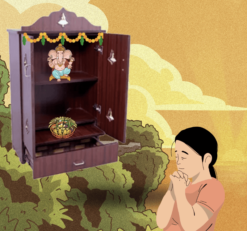 Buy 3x2 QF Pooja Stand - Quality & Durable Design-1