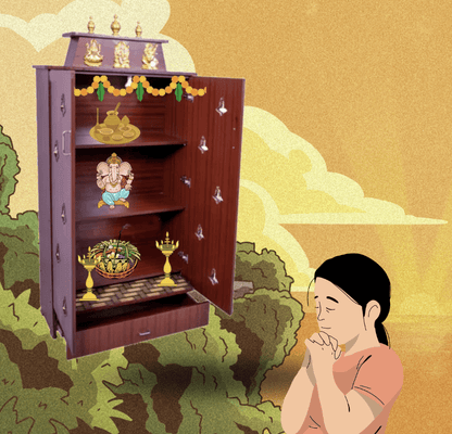 அழகான 5x3 பூஜை ஸ்டாண்ட் - வீட்டு வழிபாட்டிற்கு ஏற்றது