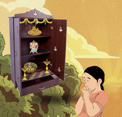 அழகான 4x2 1/2 பூஜா ஸ்டாண்ட் - வீட்டு வழிபாட்டிற்கு ஏற்றது