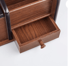 Paper Box Napkin Holder Tissue Box Holder with Storage Box Holder with Small Drawer Tissue Box Cover Desktop Organizer-2