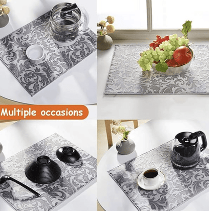 சகோராவேர் ஈரமான பாத்திரங்களுக்கு தண்ணீரை உறிஞ்சும் சமையலறை பாய் சமையலறை பாத்திரங்களுக்கு மைக்ரோஃபைபர் பாத்திரம் உலர்த்தும் பாய் | பாத்திரம் தெறிக்காத பாய் | சமையலறை உறிஞ்சும் வடிகால் பாய் | மீளக்கூடியது (50x90 செ.மீ, XXL அளவு, பல வண்ணம்) 