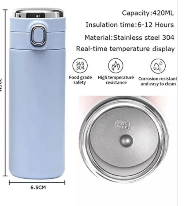 Vacuum Insulated Tea Coffee Hot & Cold Thermos Flask with LED Temperature Display SUS304 Stainless Steel Flask 420ml
