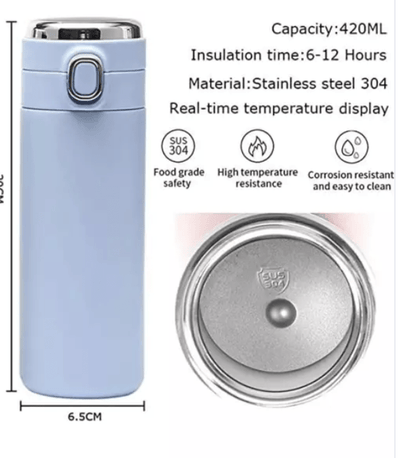 Vacuum Insulated Tea Coffee Hot & Cold Thermos Flask with LED Temperature Display SUS304 Stainless Steel Flask 420ml