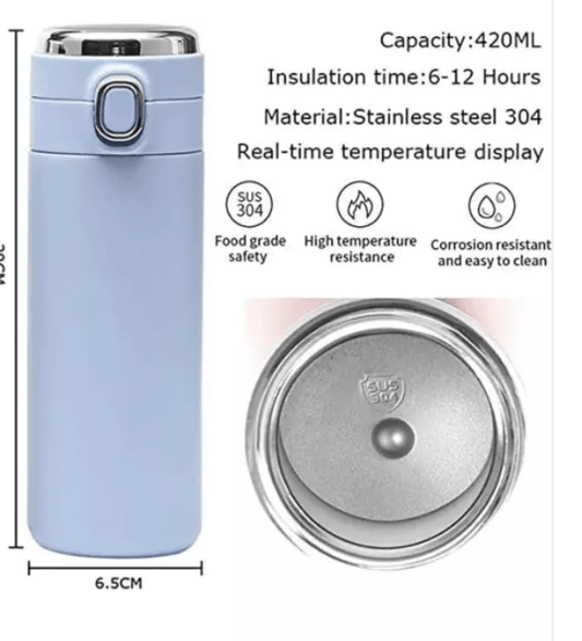 Vacuum Insulated Tea Coffee Hot & Cold Thermos Flask with LED Temperature Display SUS304 Stainless Steel Flask 420ml