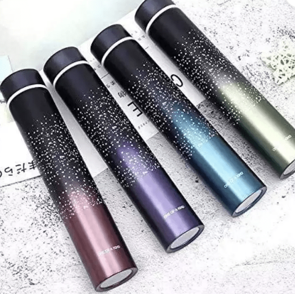 hot and Cold Slim Steel Thermos Flask for Tea/Coffee Bottle, Home,Office,etc 380ML 380 ml Flask  (Pack of 1, Black, Steel)