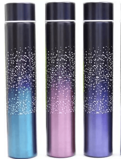 hot and Cold Slim Steel Thermos Flask for Tea/Coffee Bottle, Home,Office,etc 380ML 380 ml Flask  (Pack of 1, Black, Steel)