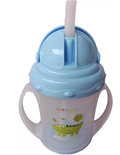 Baby Shopiieee 150ml Anti Spill, Interchangeable Sipper / Sippy Cup with Soft Silicone Straw BPA Free, 6m+  (Blue)