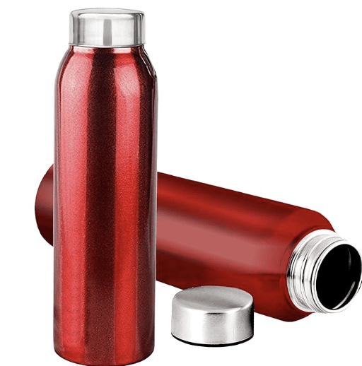 Shining Metal Stainless Steel 2 Pieces Fridge Water Bottle/Refrigerator Bottle/Thunder, 1000 ML