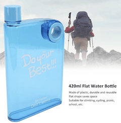 Water Bottle, Multifunctional Portable 420ml Capacity Space Saving Plastic Travel Mug with Round Hole for School Use (Blue)-5