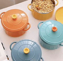 Bowl with Lid Spoon Stainless Steel Large Capacity Noodle Fruit Salad Soup Bowl Set KitchenTableware Multi Colour-2