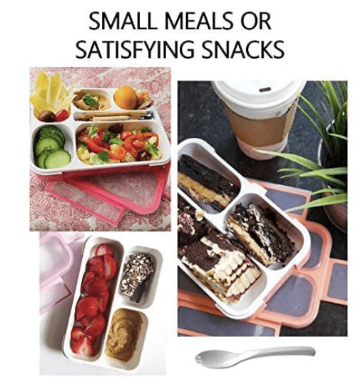 3 Compartment Thermal Insulated Bento Lunch Box with Spoon for Kids/Adult Plastic Snacks Box for School Office Picnic Tour Trip Snacks Tiffin Box Leak Proof Meal Box (Multicolor)-3