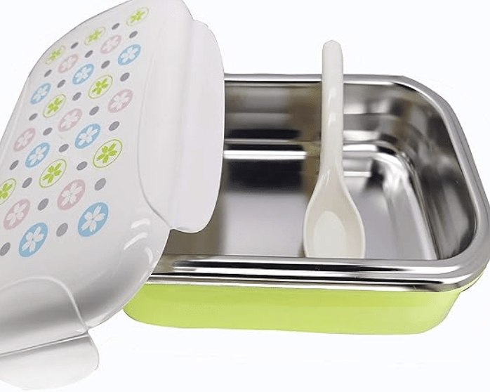 Stainless Steel Lunch Box with 1 Spoon Stylish and Attractive Air-Tight for School, College and Office