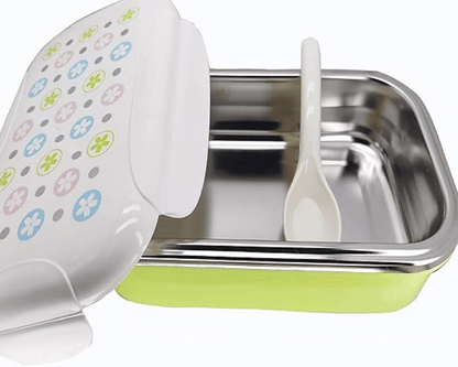 Stainless Steel Lunch Box with 1 Spoon Stylish and Attractive Air-Tight for School, College and Office