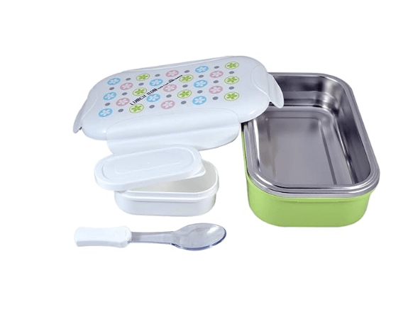 Stainless Steel Lunch Box with 1 Spoon Stylish and Attractive Air-Tight for School, College and Office