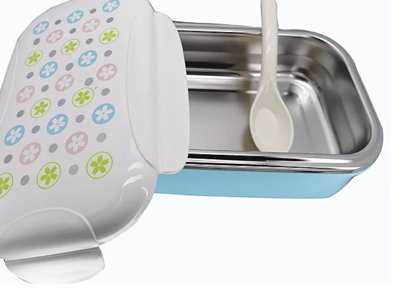 Stainless Steel Lunch Box with 1 Spoon Stylish and Attractive Air-Tight for School, College and Office