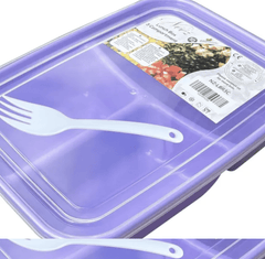 3 Compartments Lunch Box (1400ml) – Bento Box with Lids, Spoon (Purple)-1