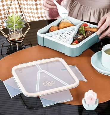 FunBlast Lunch Box for Kids - Tiffin Box for Kids, Lunch Box for Snacks, Plastic Lunch Box, Lunch Box for Office Women and Men, Lunch Box with Fork, Lunch Box with 3 Compartments