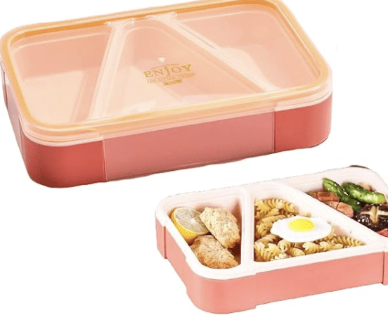 FunBlast Lunch Box for Kids - Tiffin Box for Kids, Lunch Box for Snacks, Plastic Lunch Box, Lunch Box for Office Women and Men, Lunch Box with Fork, Lunch Box with 3 Compartments