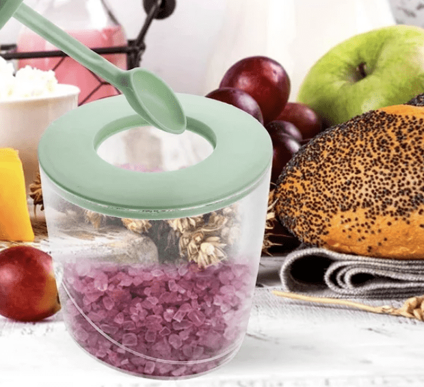 Flour Container Box Storage Holders Containers Home Salt Green Holder Pot Lid Sugar Empty Jar Kitchen Jars Cabinet Pots and Seasoning Bottle Plastic Baby Household Canisters Bowl Clear Jar-1