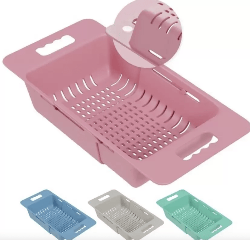 Myraa Plastic Extendable Over the Sink Strainer Plastic Basket | Kitchen Dish Drainer Storage Basket  (Pack of 1)-1
