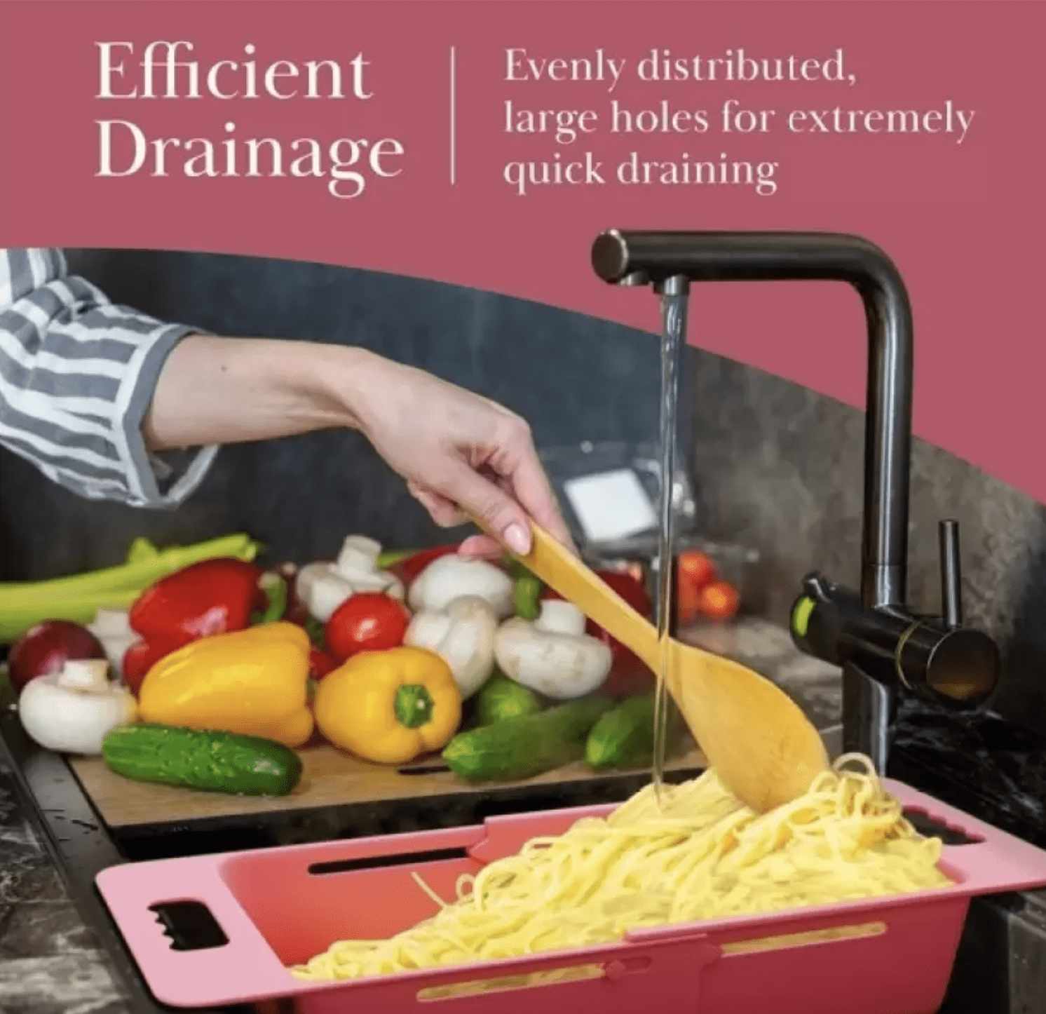 Myraa Plastic Extendable Over the Sink Strainer Plastic Basket | Kitchen Dish Drainer Storage Basket  (Pack of 1)-3