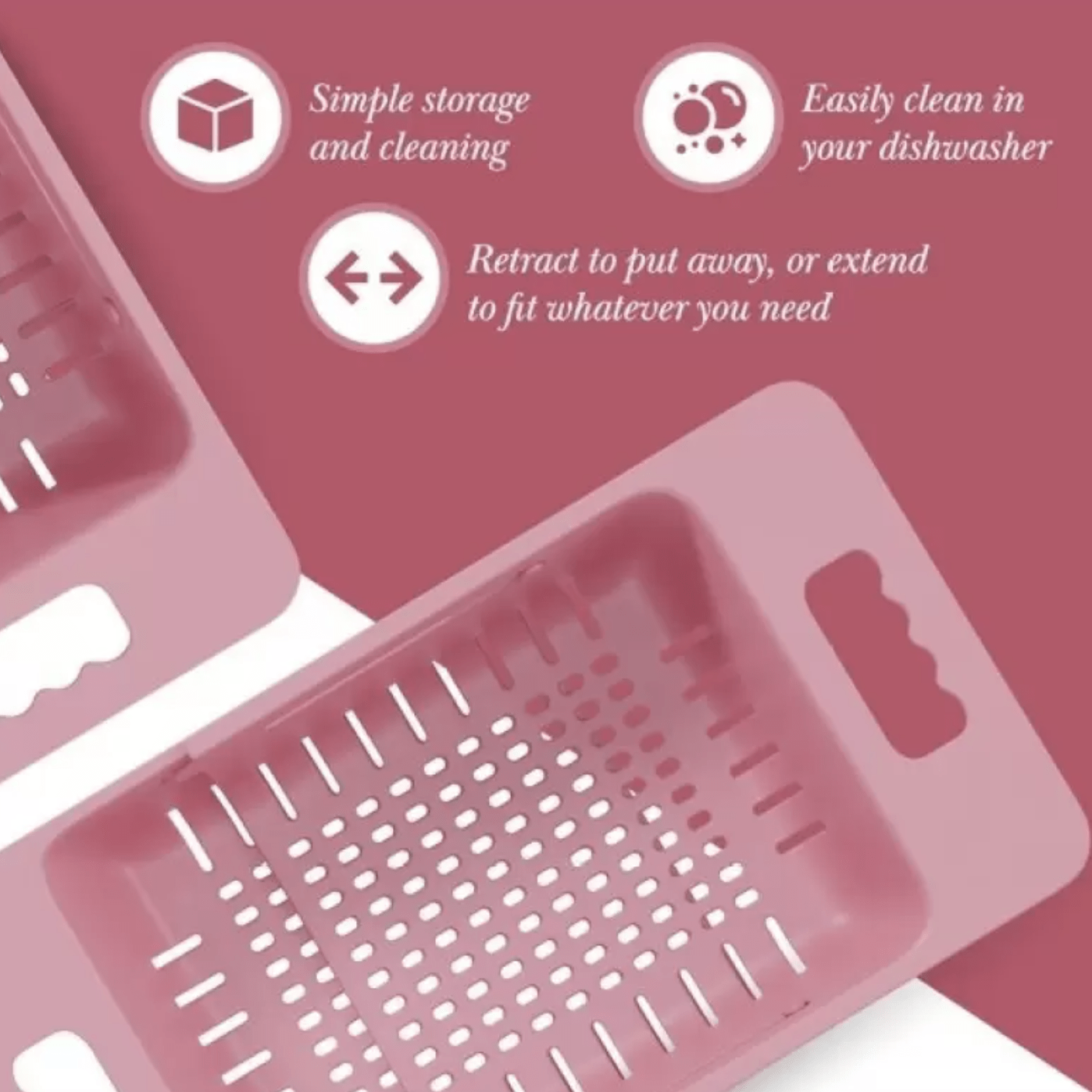 Myraa Plastic Extendable Over the Sink Strainer Plastic Basket | Kitchen Dish Drainer Storage Basket  (Pack of 1)