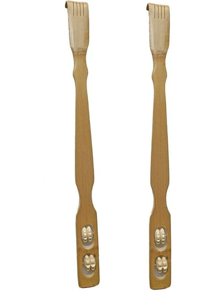 Wooden Manual Back Scratcher/Itcher/ Back Itching Stick with Double ball Massager (Pack of 2)
