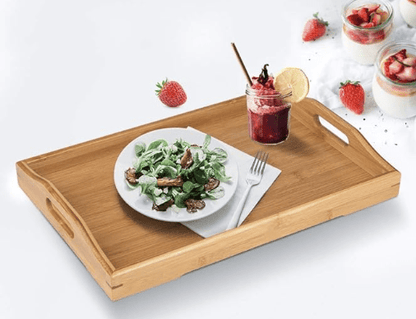 Wood Serving Tray with Handles Boobam Serving Tray Set for Food,Breakfast,Dinner,Ottoman Coffee Table, Parties,Restaurants(3 Pack)