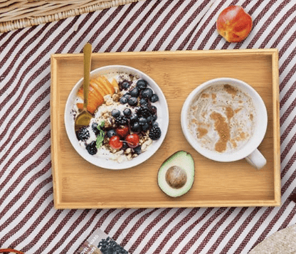 Wood Serving Tray with Handles Boobam Serving Tray Set for Food,Breakfast,Dinner,Ottoman Coffee Table, Parties,Restaurants(3 Pack)