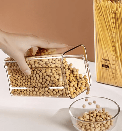 சமையலறை சீல் செய்யப்பட்ட ஜாடி, அளவுகோல் பல்நோக்கு உணவு தர தானிய உணவு சேமிப்பு கொள்கலன் 1800 மிலி