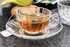 Glass Tea Cups and Saucers Set of 6 Pcs Cup and 6 Pcs Saucer 140 ML-1