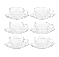Glass Tea Cups and Saucers Set of 6 Pcs Cup and 6 Pcs Saucer 140 ML-3