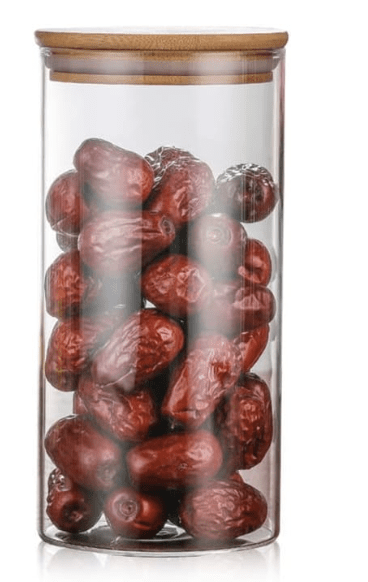 750 ml Glass Storage Jars Borosilicate Glass Kitchen Food Storage Container with Bamboo Lid Airtight Storage Container Glass Canister for Coffee Beans Tea Spice Salt Sugar Biscuits Snack Flour
