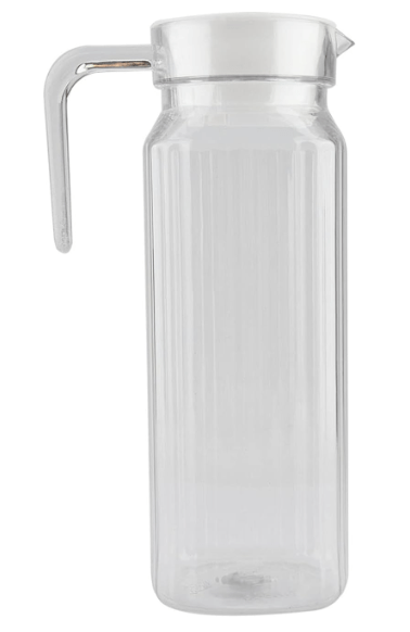 Acrylic Transparent Juice Bottle Drinking Bottle Striped Water Ice Cold Juice Jug with Lid for Bar Home (1100ml)