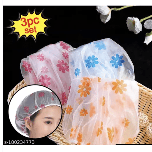 महिलाओं के लिए पुन: प्रयोज्य वाटरप्रूफ बाथ शावर कैप (3 का पैक) शावर कैप