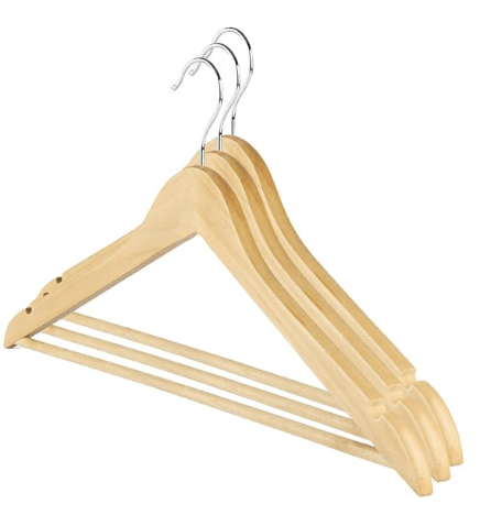 Wooden Suit Hangers/Wooden Men Clothes Hangers, Wood Clothes Hangers with Chrome Hooks, Size;(14.5 * 42 * 5 cm) Pack of 3