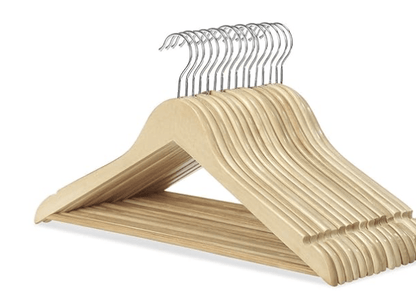 CONNECTWIDE® Wooden Suit Hangers/Wooden Men Clothes Hangers, Wood Clothes Hangers with Chrome Hooks, Size;(14.5 * 42 * 5 cm) Pack of 6