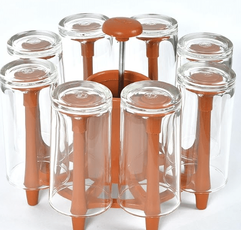 Anjali Nylon Glass & Spoon Organiser, 20.2x20.2x10.5 cm, Brown